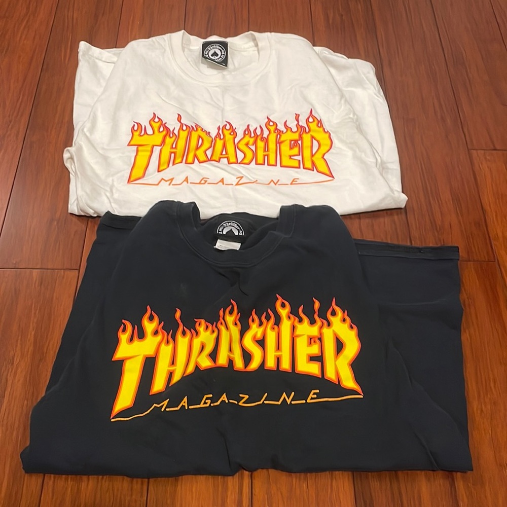 Skate Shirt Thrasher Short Sleeve White Black Lot of 2 Size Small